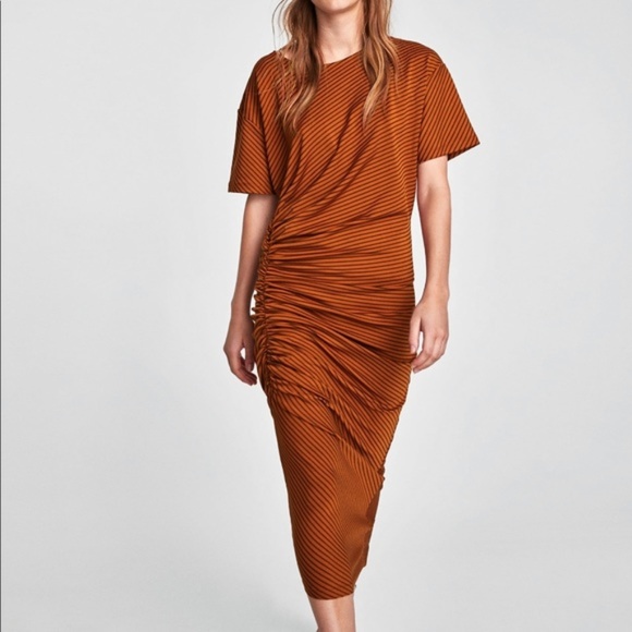 Zara Dresses & Skirts - Zara Orange & Black Striped Maxi Dress